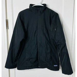 Patagonia Womens M Soft Shell Jacket Fleece Line Black Zip-Up Logo 28141F5